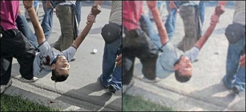 A la izquierda, la imagen original. A la derecha, la imagen retocada por diario La Prensa.