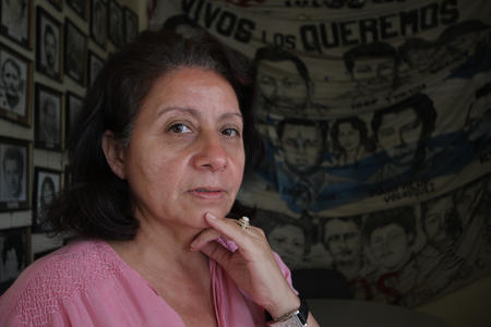 Bertha Oliva at the COFADEH office. July 2009.