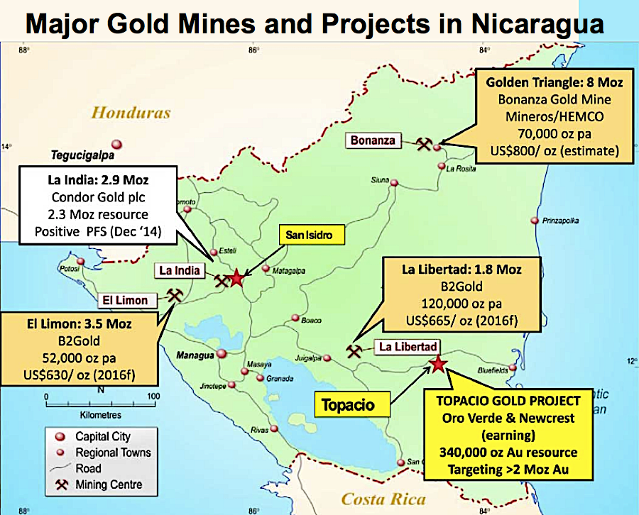 nicaragua-main-gold-mines-and-projects