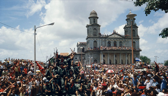 NICARAGUA. Managua. July 20, 1979. Entering the central plaza in Managua to celebrate victory.