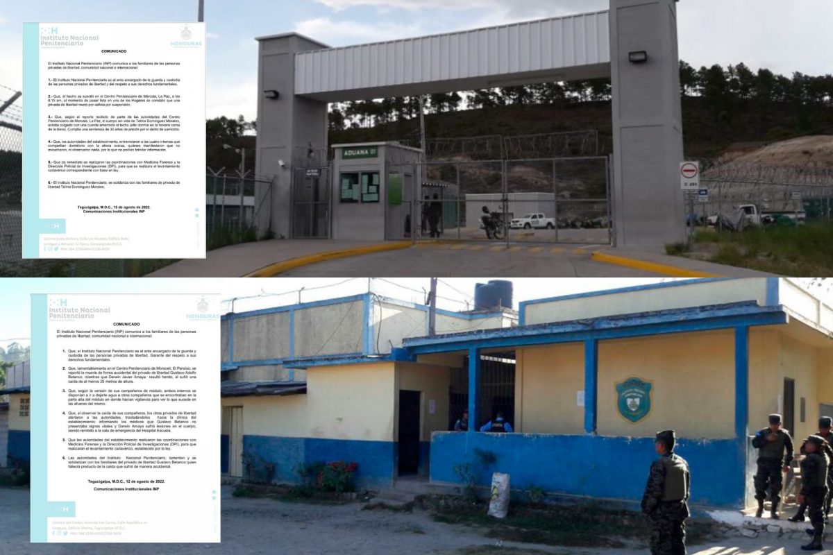 Sistema penitenciario reporta dos decesos en varias cárceles hondureñas